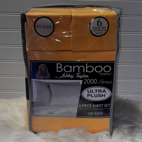 Bamboo Essence Queen Yellow 6 Piece Sheet Set - Picture 2 of 10